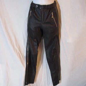 NEW LOUIS VUITTON FRANCE 40 LEATHER ZIPPER Skinny Trouser Pant Slacks CHARCOAL